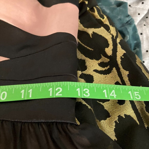 Adrianna Papell Hailey Logan Dress 3 Black Beige Chiffon Layer Solid Formal Mini - Picture 9 of 11